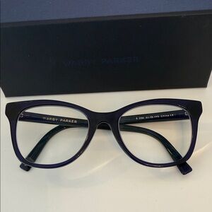 Warby Parker Hallie Women's Cat-Eye Eyeglasses in Lapis Crystal / Navy